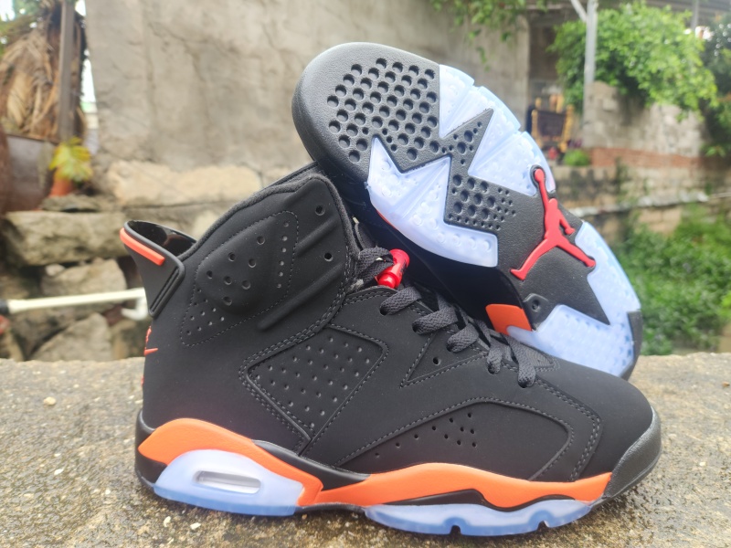 Men's Running Weapon Air Jordan 6 Black/Orange Shoes 082